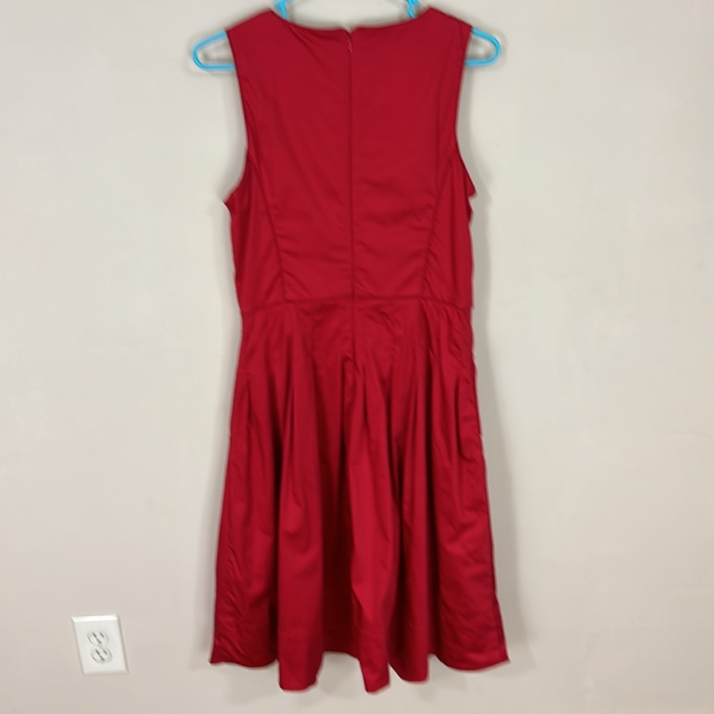 Talbots Red Cotton Blend Sleeveless Fit and Flair Dress Size 8 - Picture 4 of 13